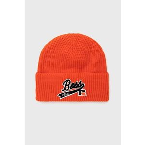 Vlnená čiapka Boss oranžová farba, z tenkej pleteniny, vlnená vyobraziť