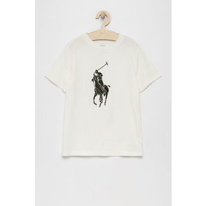 Detské bavlnené tričko Polo Ralph Lauren biela farba, jednofarebné vyobraziť