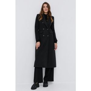 Kabát Silvian Heach dámsky, čierna farba, prechodný, dvojradový vyobraziť