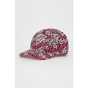 Detská čiapka Guess ružová farba, vzorovaná vyobraziť