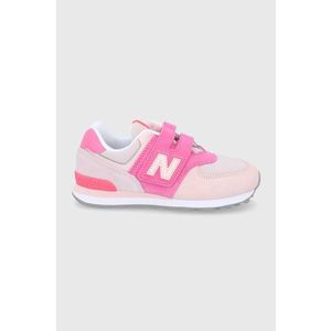 Detské topánky New Balance PV574WM1 ružová farba vyobraziť