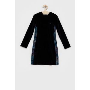 Dievčenské šaty Tommy Hilfiger čierna farba, mini, rovné vyobraziť
