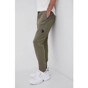 Bavlnené nohavice C.P. Company pánske, zelená farba, jednofarebné vyobraziť