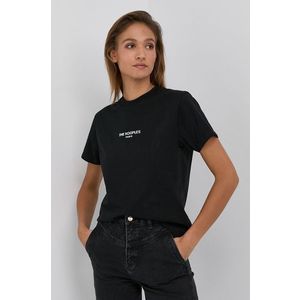Bavlnené tričko The Kooples čierna farba vyobraziť