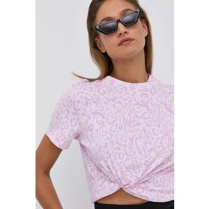 Bavlnené tričko Bimba Y Lola ružová farba vyobraziť