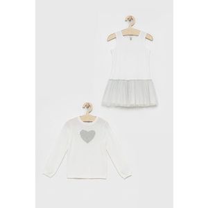 Dievčenské šaty a sveter Birba&Trybeyond biela farba vyobraziť