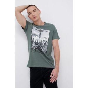 Bavlnené tričko Produkt by Jack & Jones zelená farba, s potlačou vyobraziť