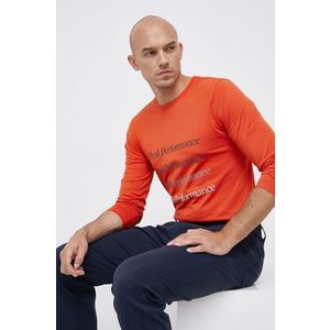 Bavlnené tričko s dlhým rukávom Peak Performance oranžová farba, s potlačou vyobraziť