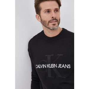 Bavlnený sveter Calvin Klein Jeans pánsky, čierna farba vyobraziť