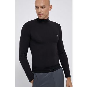 Tričko s dlhým rukávom Emporio Armani Underwear pánske, čierna farba, jednofarebné vyobraziť