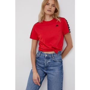 Bavlnené tričko Kappa červená farba vyobraziť