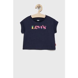 Detské bavlnené tričko Levi's tmavomodrá farba vyobraziť