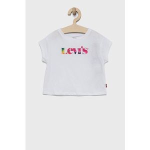 Detské bavlnené tričko Levi's biela farba vyobraziť