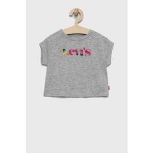 Detské bavlnené tričko Levi's šedá farba vyobraziť