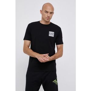 Tričko EA7 Emporio Armani pánske, čierna farba, s nášivkou vyobraziť