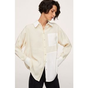 Košeľa Mango dámska, biela farba, voľný strih, s klasickým golierom vyobraziť