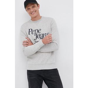 Bavlnená mikina Pepe Jeans pánska, šedá farba, s potlačou vyobraziť