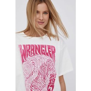 Bavlnené tričko Wrangler biela farba vyobraziť