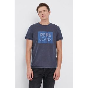 Bavlnené tričko Pepe Jeans tmavomodrá farba, s potlačou vyobraziť