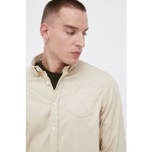 Bavlnená košeľa Brave Soul pánska, béžová farba, regular, s golierom button-down vyobraziť