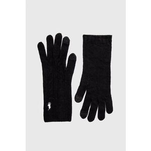 Rukavice Polo Ralph Lauren dámske, čierna farba vyobraziť