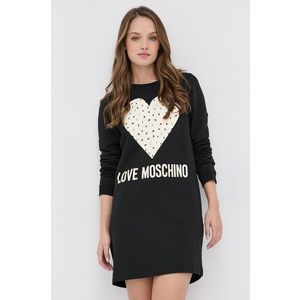 Šaty Love Moschino čierna farba, mini, rovné vyobraziť
