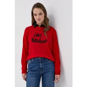 Vlnený sveter Love Moschino dámsky, červená farba, ľahký vyobraziť