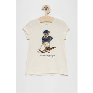 Detské bavlnené tričko Polo Ralph Lauren krémová farba vyobraziť