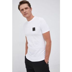 Tričko Armani Exchange pánske, biela farba, jednofarebné vyobraziť