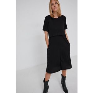 Bavlnené šaty Answear Lab čierna farba, mini, áčkový strih vyobraziť