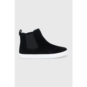 Semišové topánky Chelsea Lauren Ralph Lauren čierna farba, na plochom podpätku vyobraziť
