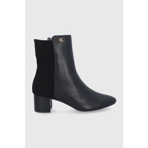 Členkové topánky Lauren Ralph Lauren dámske, čierna farba, na podpätku vyobraziť