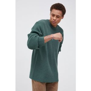 Vlnený sveter Levi's pánsky, zelená farba, teplý vyobraziť