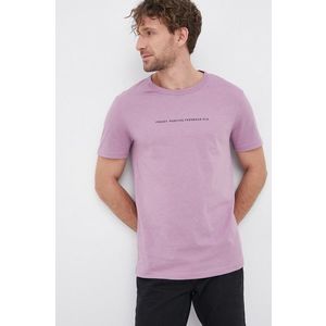 Bavlnené tričko United Colors of Benetton fialová farba, jednofarebné vyobraziť