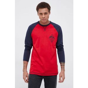 Bavlnené tričko s dlhým rukávom Cross Jeans červená farba, s potlačou vyobraziť