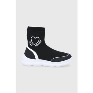 Topánky Love Moschino čierna farba, na plochom podpätku vyobraziť