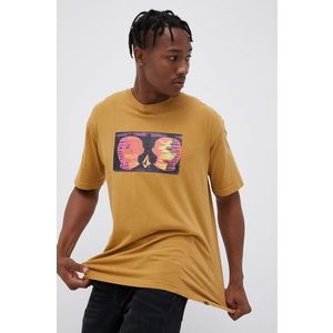 Bavlnené tričko Volcom x Animoscillator žltá farba, s potlačou vyobraziť