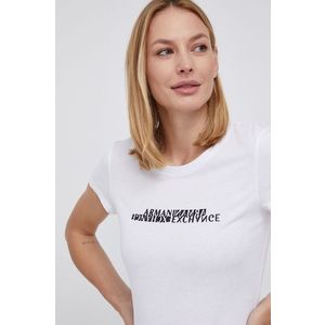 Bavlnené tričko Armani Exchange biela farba vyobraziť