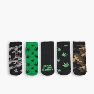 Cropp - Súprava 5 párov ponožiek s potlačou - Zelená vyobraziť