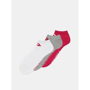 Sada troch párov dámskych členkových ponožiek v šedej a ružovej farbe Converse vyobraziť