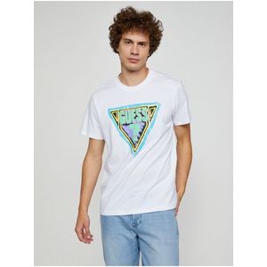 Guess biele pánske tričko Brushed Triangle vyobraziť