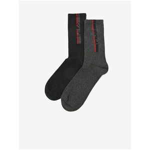 Sada dvoch párov pánskych vzorovaných ponožiek v šedej a čiernej farbe FILA vyobraziť