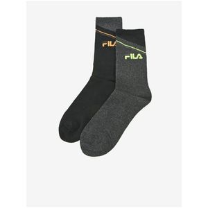 Sada dvoch párov pánskych vzorovaných ponožiek v šedo-čiernej farbe FILA vyobraziť