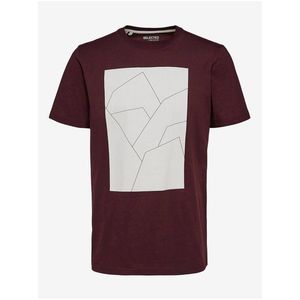 Vínové pánske tričko s potlačou Selected Homme Marcus vyobraziť