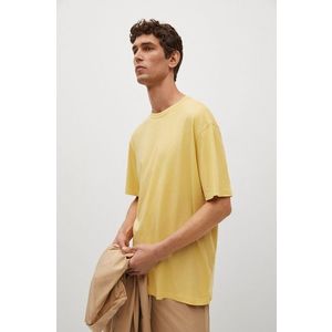 Tričko Mango Man pánske, žltá farba, jednofarebné vyobraziť