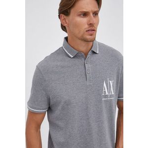 Polo tričko Armani Exchange pánske, šedá farba, s nášivkou vyobraziť