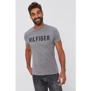 Bavlnené tričko Tommy Hilfiger šedá farba, s potlačou vyobraziť
