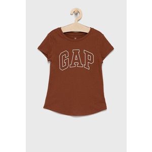 Detské bavlnené tričko GAP hnedá farba vyobraziť