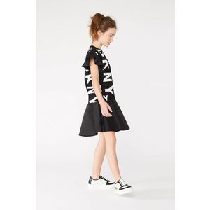 Dievčenské šaty Dkny čierna farba, mini, áčkový strih vyobraziť