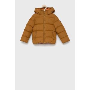 Detská páperová bunda Tommy Hilfiger hnedá farba vyobraziť